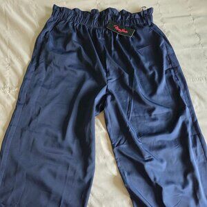 Hanna Nikole Navy Blue Paperbag Work Pants Plus 20W NWT